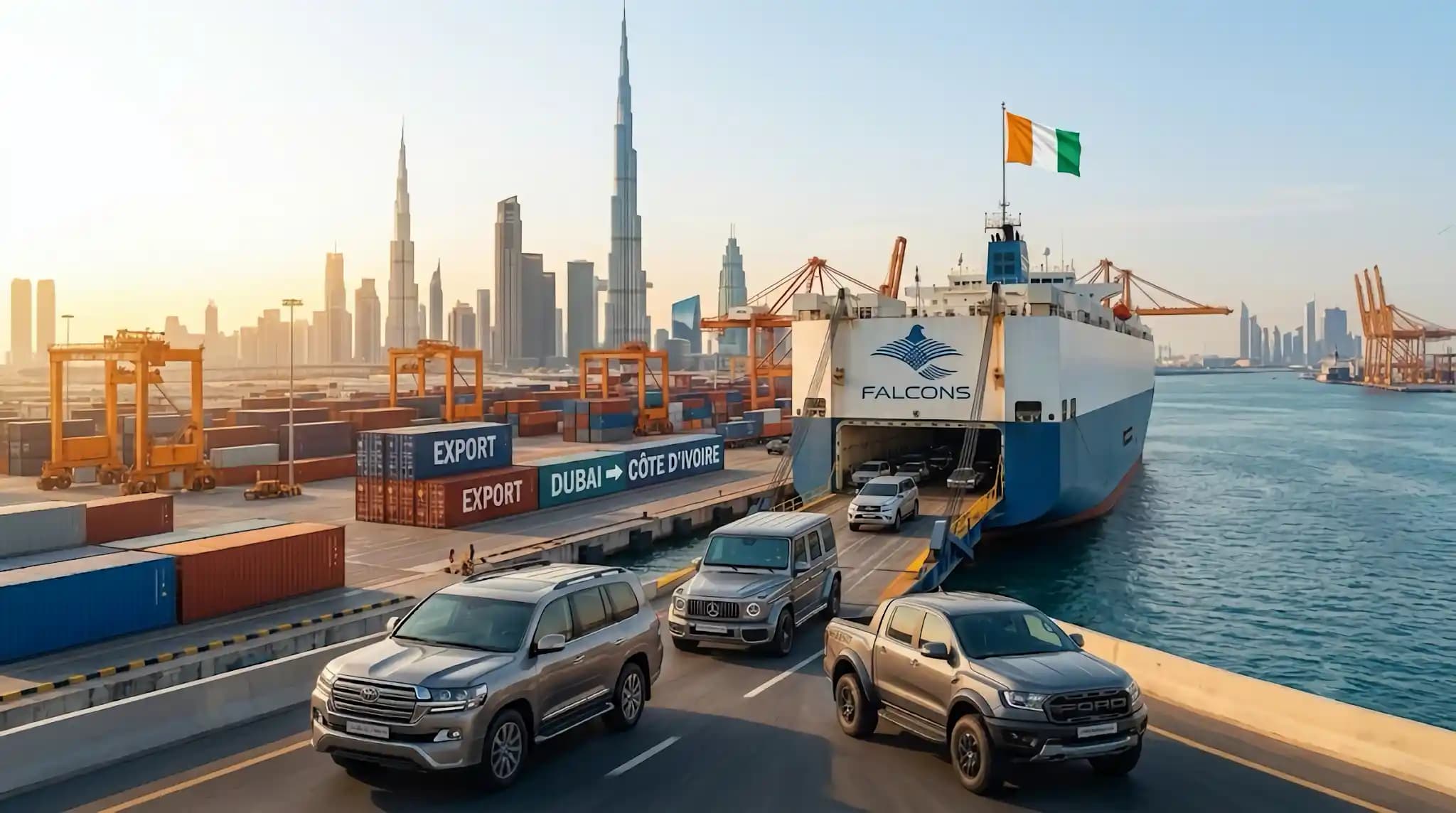 Export Cars from Dubai to Ivory Coast: Your Complete Guide with Falcons GT Motors